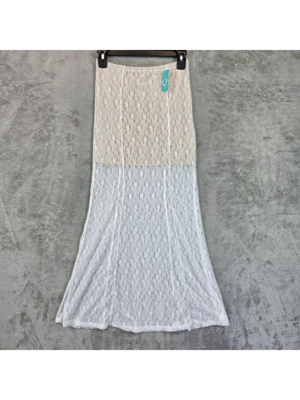Urs Skirt Womens S White Lace Maxi Long Lined Layered Pull On Stretch Summer